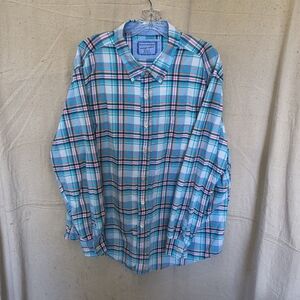 Saddledred Men's Size XX Large Blue Plaid Men's Long Sleeve Button Down Shirt